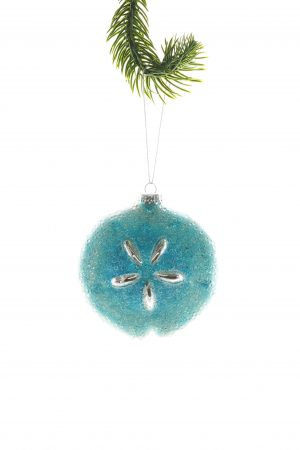 Aqua Hanging Glittered Sand Dollar Ornament