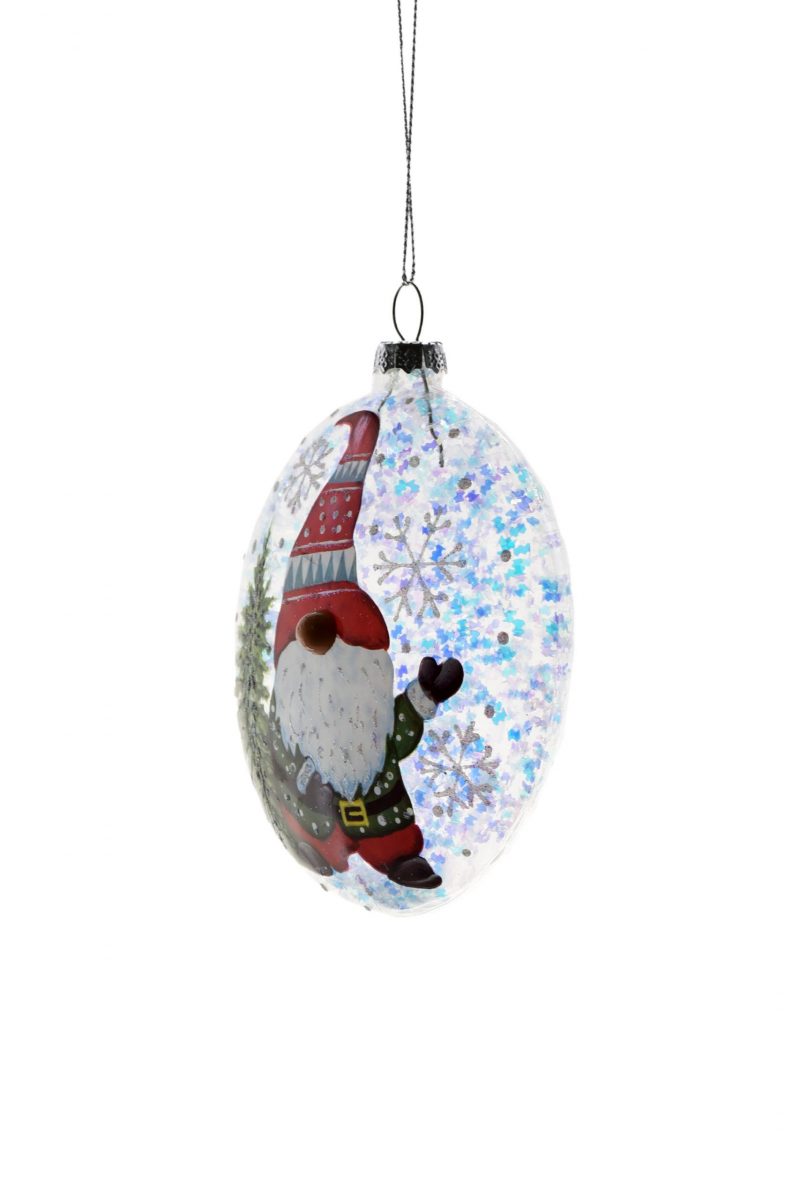 Clear Hanging Glittered Flat Ball Ornament - Image 2
