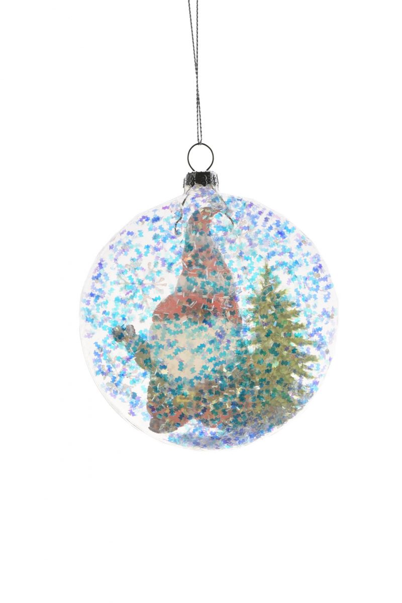 Clear Hanging Glittered Flat Ball Ornament - Image 3