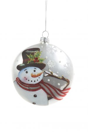 Silver Hanging Flat Ball Ornament