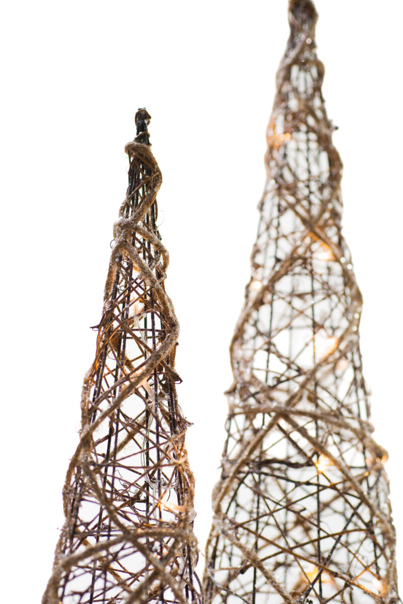 Brown Grapevine Glittered Cone Accent Lighted Tree Set - Image 4