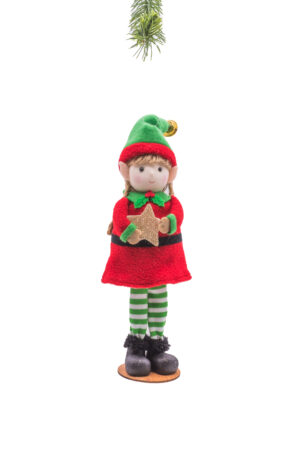 Red/Green Cloth Standing Cheery Elf