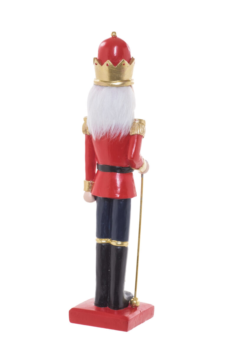 Red/Gold Polyresin Perched Traditional Nutcrackers holding Staff - Image 2