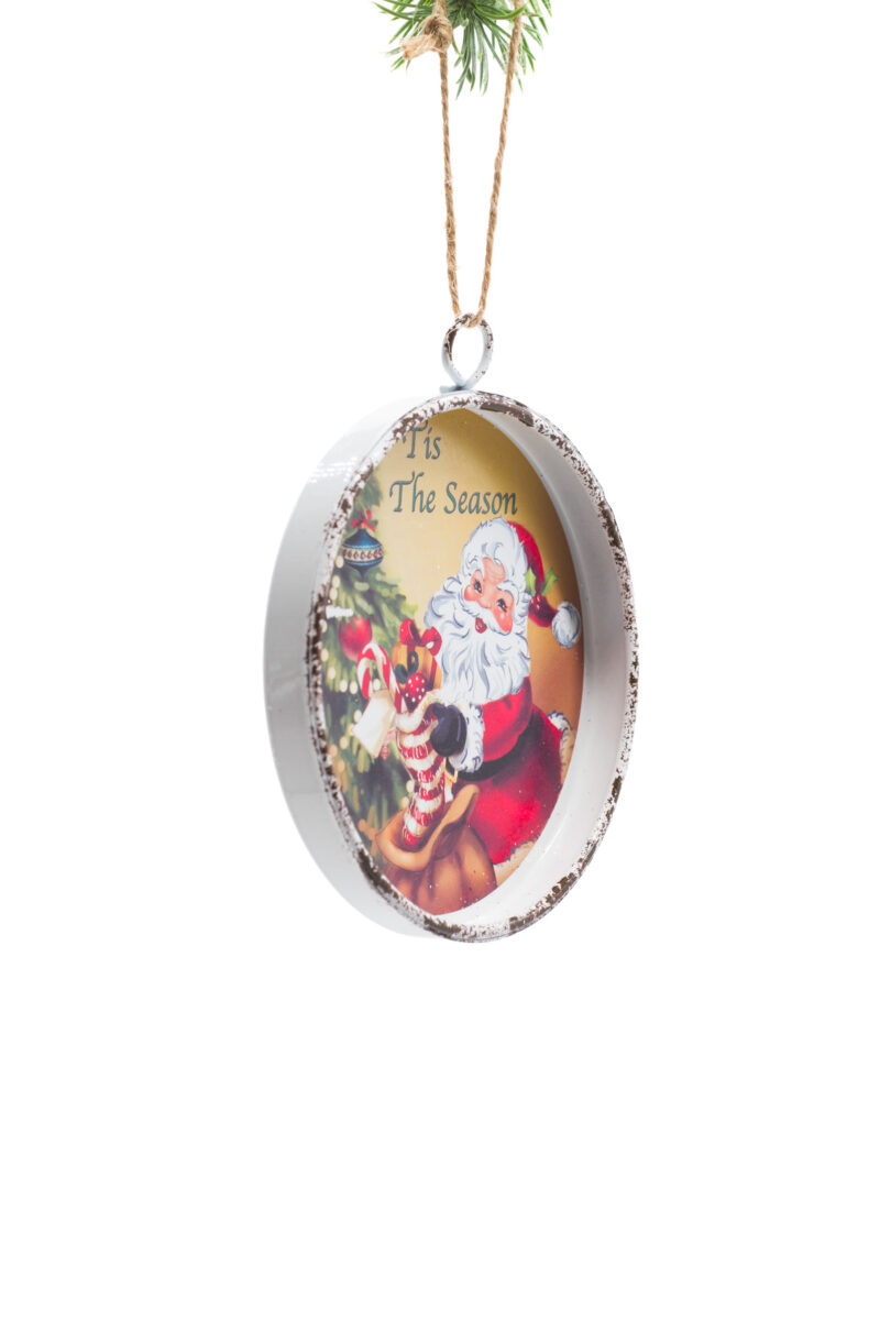 Yellow Iron Hanging Framed Ornament with Santa on the Job - Image 2