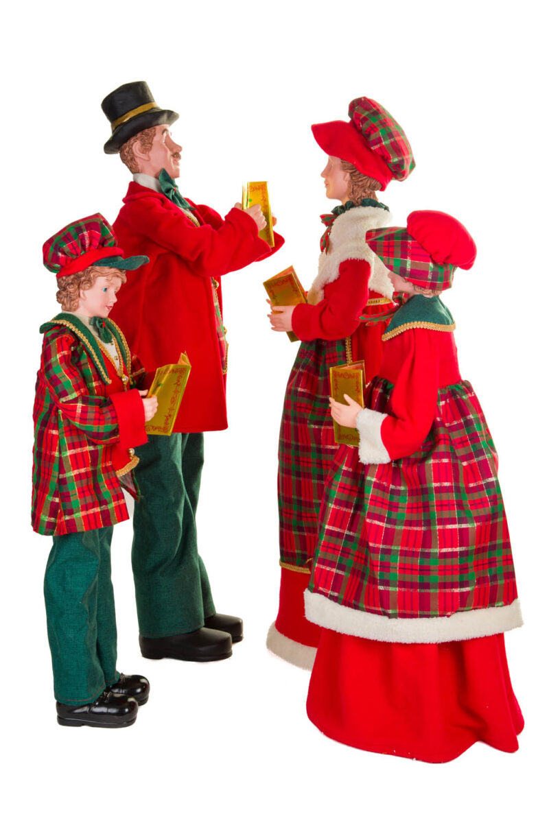 Red and Green Happy Caroler Family ,  Set Of 4 - Image 2