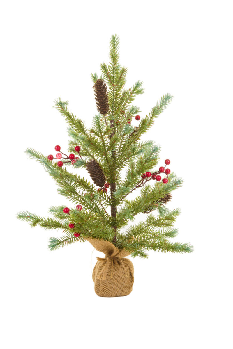 Glittery Green Christmas Tree with Berries and Pinecones - Image 4