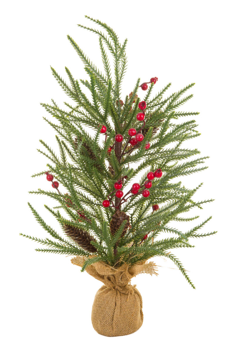Glittery Green Christmas Tree with Berries and Pinecones - Image 3