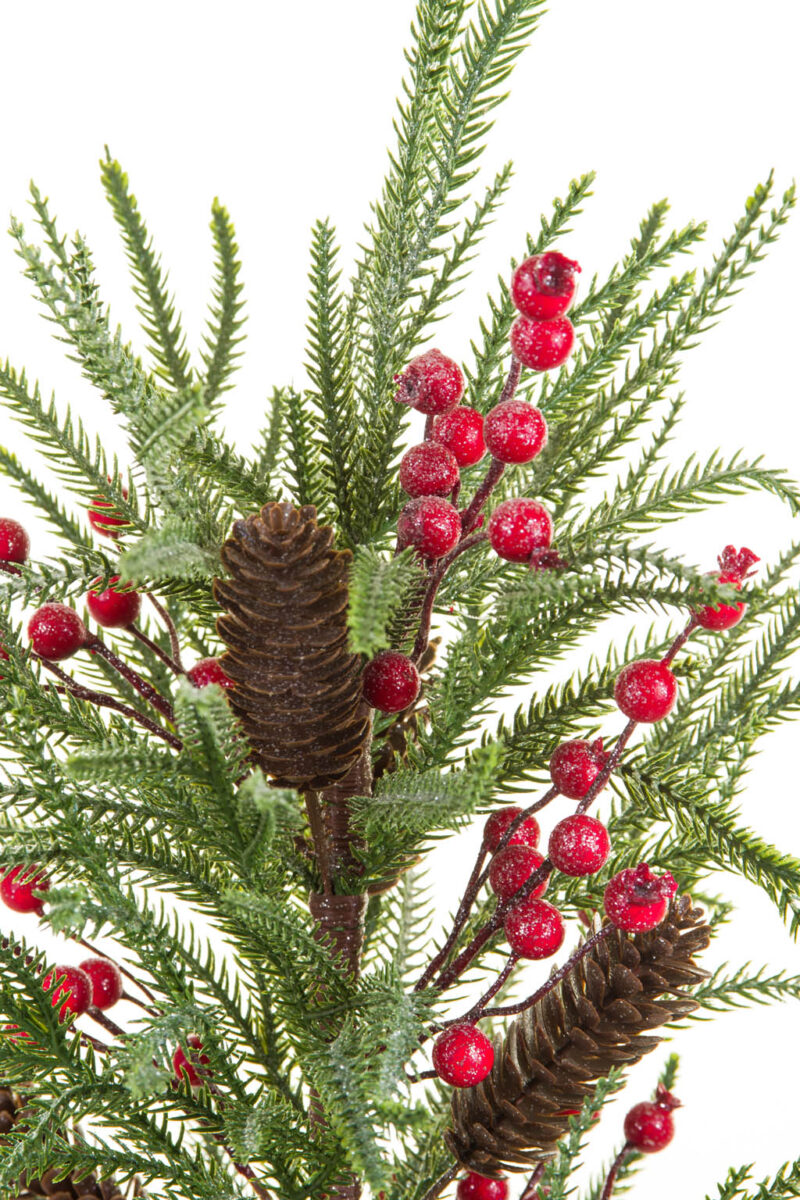 Glittery Green Christmas Tree with Berries and Pinecones - Image 4