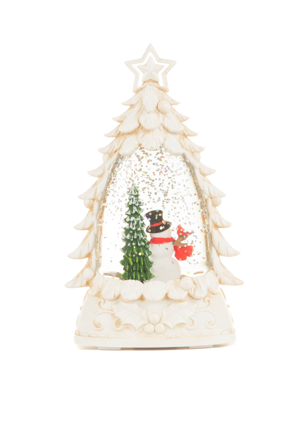 Weathered White Matte Happy Snowmen Warm White LED Mini Snow Globe - Image 2