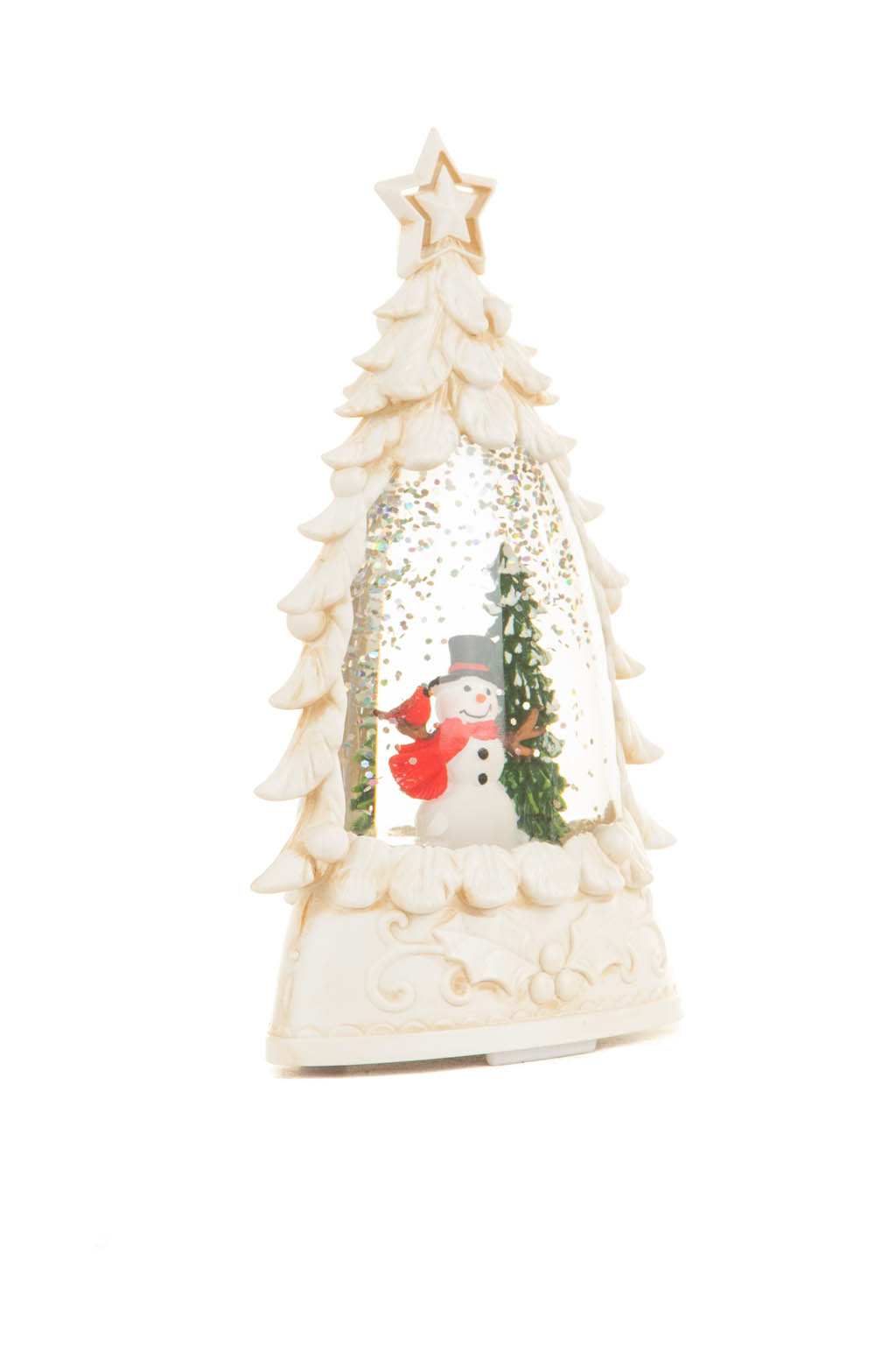 Weathered White Matte Happy Snowmen Warm White LED Mini Snow Globe - Image 3