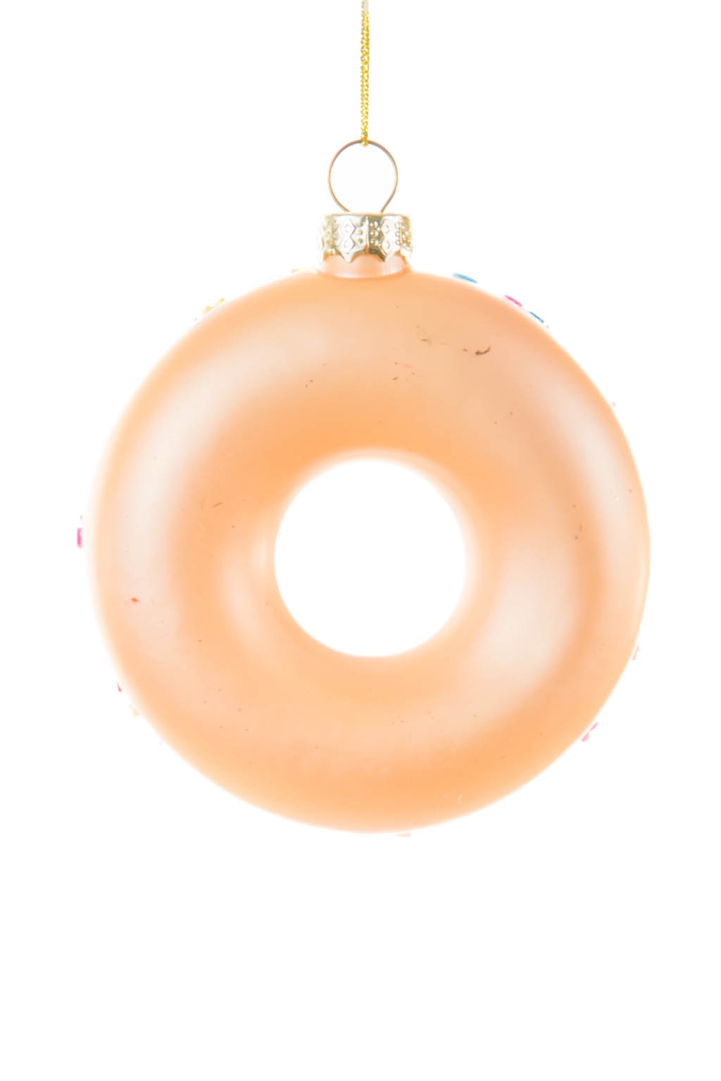 Cute Hangable Beige and Baby Pink Donut Ornament with Pink Icing and Sprinkles - Image 2
