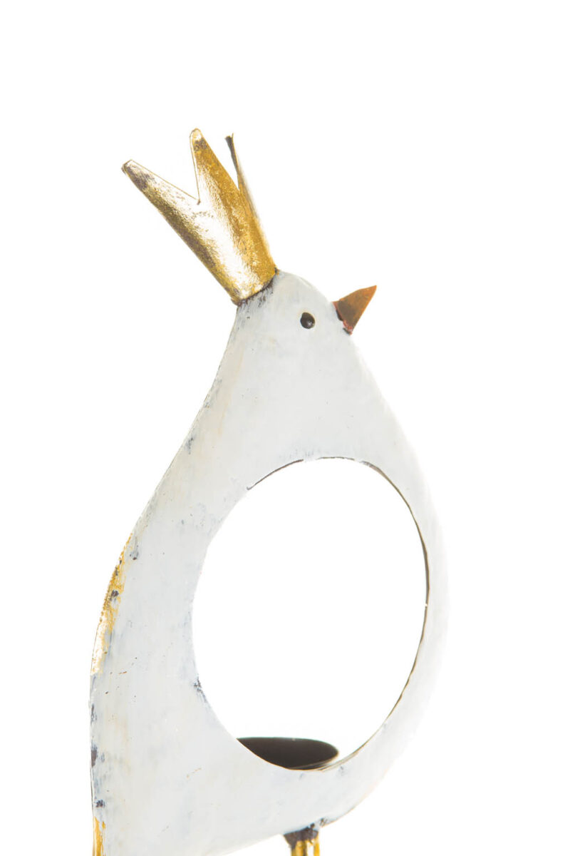 Gold and White Metallic Bird Candle Holder - Image 5