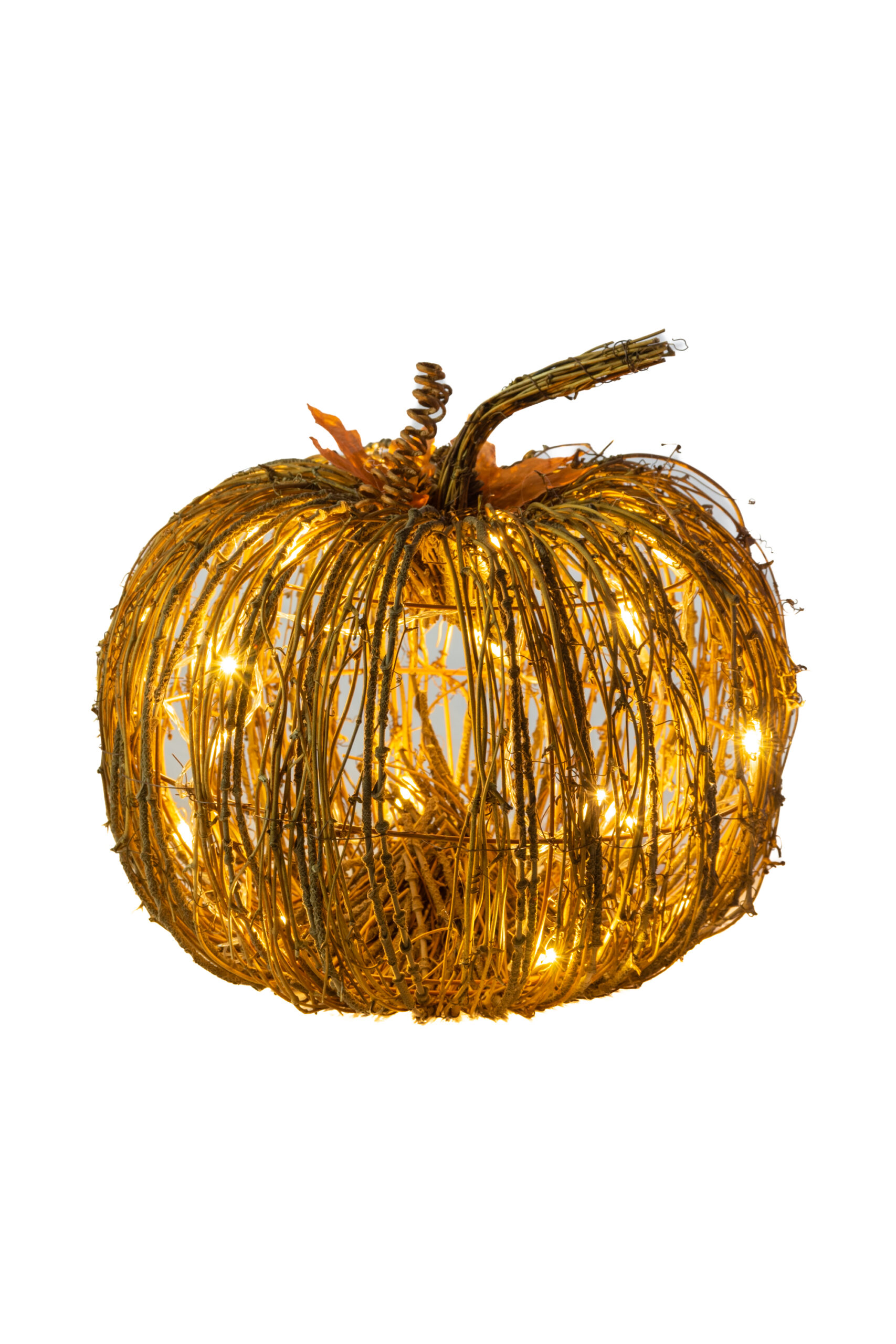 Sitting Brown Warm White LED Stick Pumpkin - Image 2