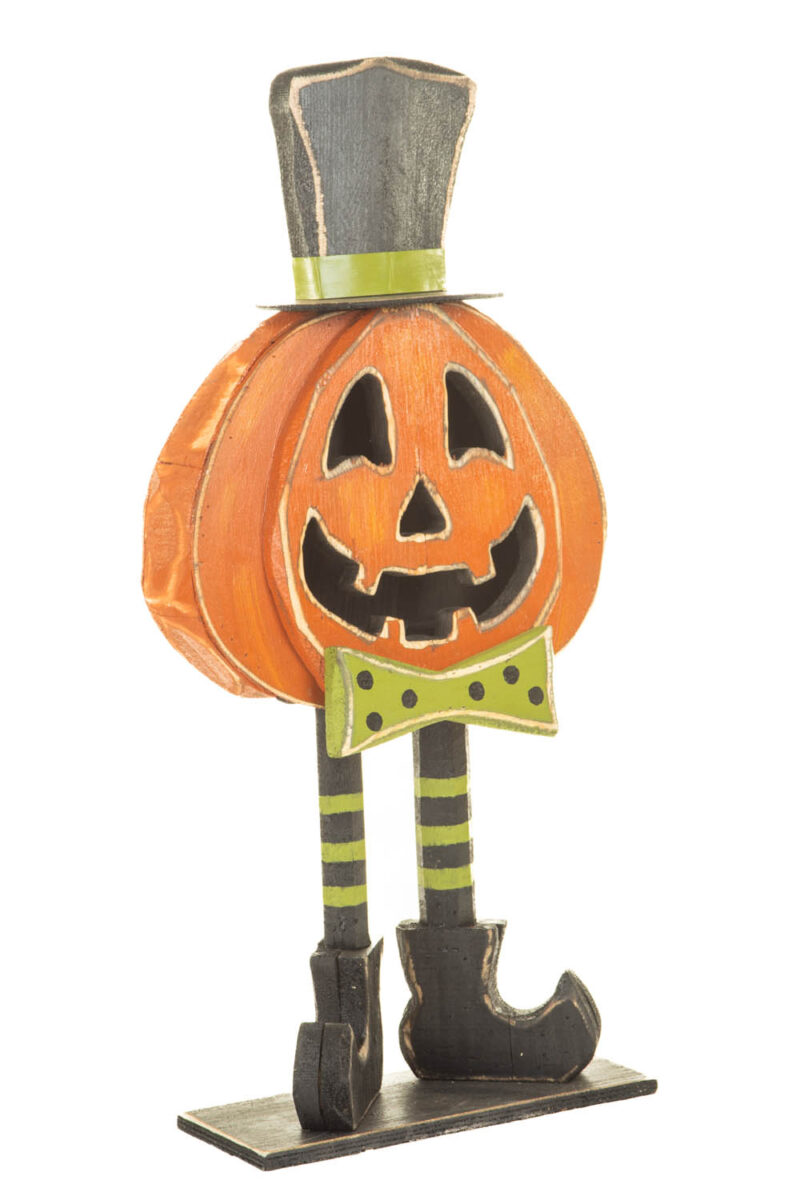 Orange and Black Wooden Smiling Jack-O-Lantern Standee - Image 2