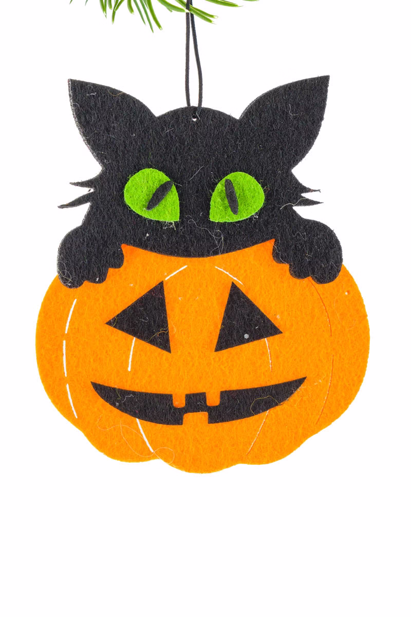 Black Cat In A Pumpkin Ornament