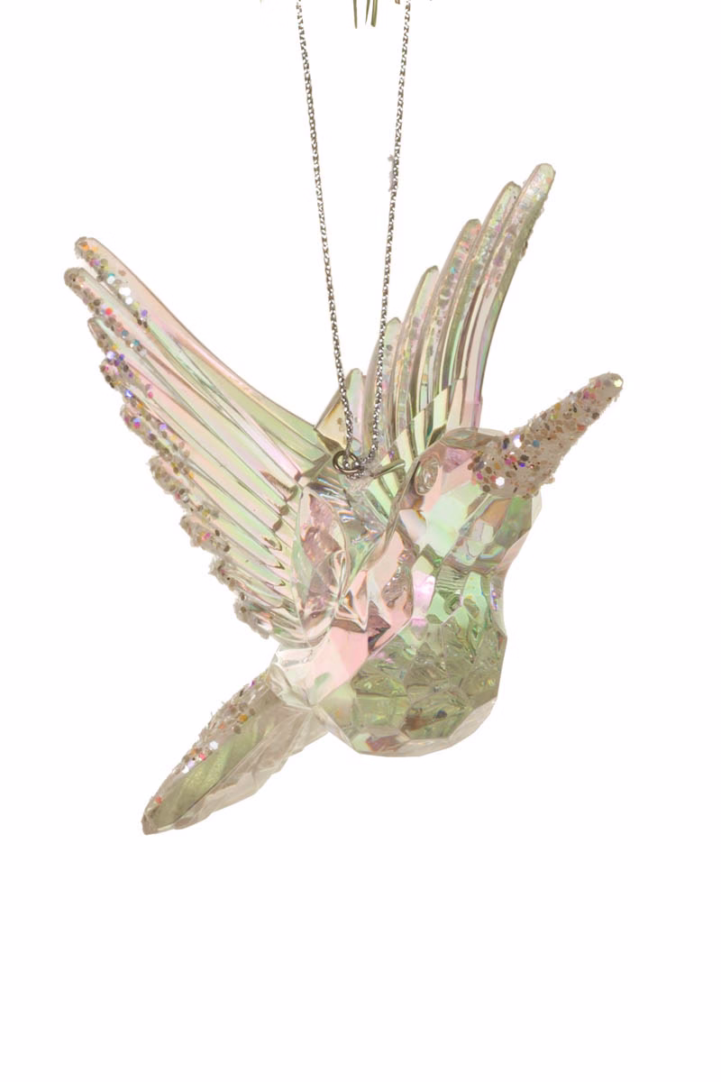 Clear Hummingbird In Flight Ornament