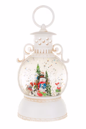 Rotating White Snowmen Family Snow Globe