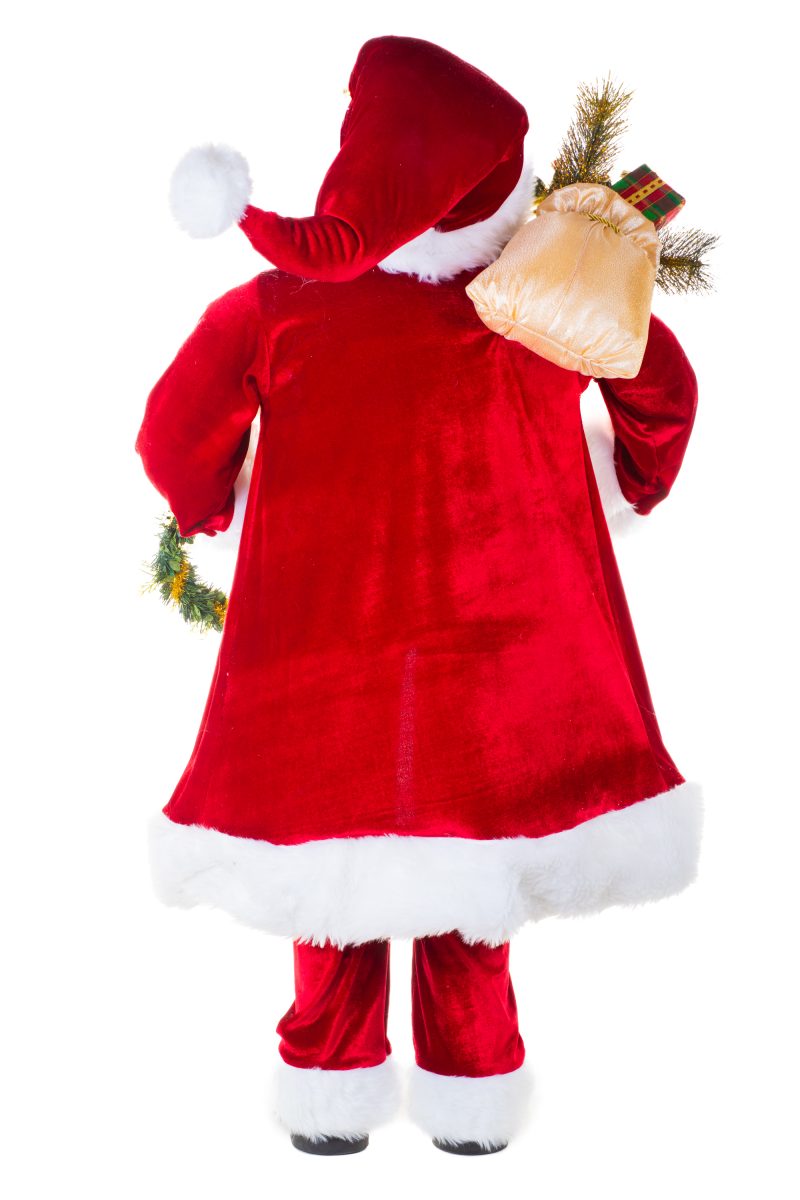 48″ Velveteen Red Fabric Santa Claus Figurine with Gifts - Image 2