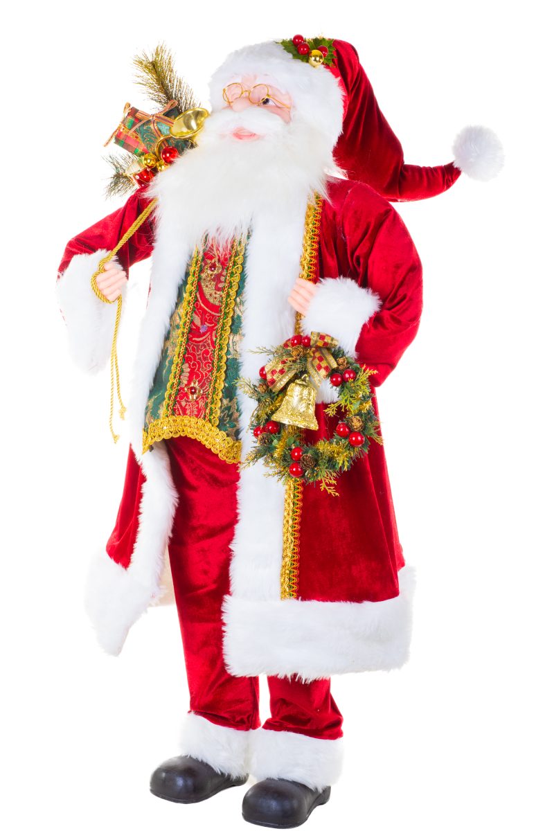 48″ Velveteen Red Fabric Santa Claus Figurine with Gifts - Image 6