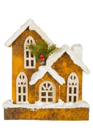 Brown LED Snowy Bungalow With Frosty Windows