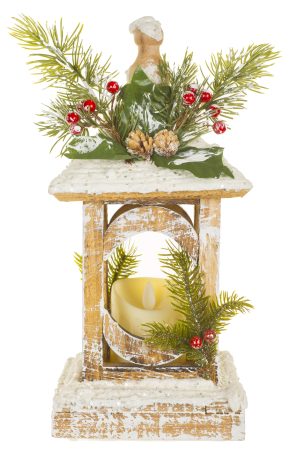 Frosted Brown Lantern LED Candle Holder With Flickering Light