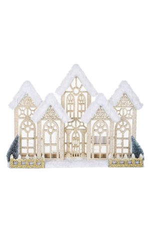 Brown LED Icy Crystal Townscape With Soft Fur