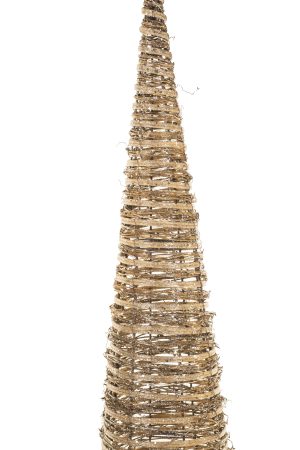 Set of 3 Light Brown Wrapped LED Tree Accents