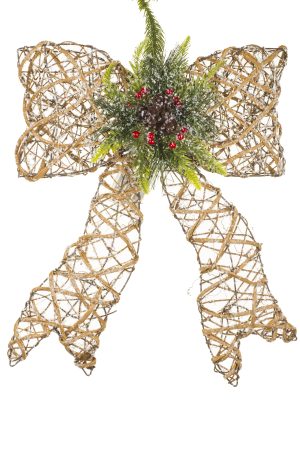 Hanging Brown Ribbon Shaped LED Decoration With Spray