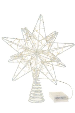 Platinum Wireframe LED Star Tree Topper