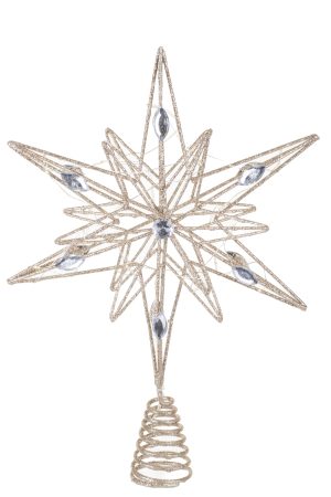 Champagne Bethlehem LED Star Tree Topper With Silver Rhinestones