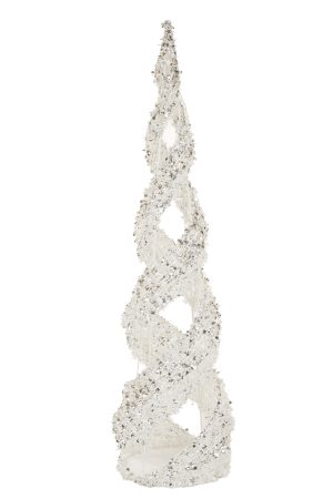 Small Silver Spiral Glam LED Accent Tree With Silver Tinsel