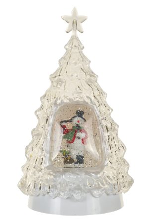 Clear Tree Snow Globe with Snowman  With Snowman
