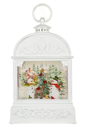 White Lantern Snow Globe with Wholesome Snowman With Wholesome Snowman