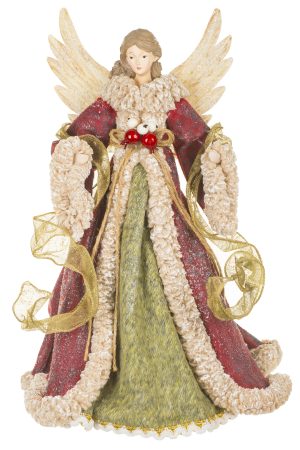 Thyme Green Elegant 10-Light Angel Tree Topper With Brown Wings
