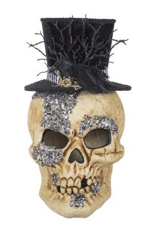 Jet LED Skull With Nesting Crow On Top Hat