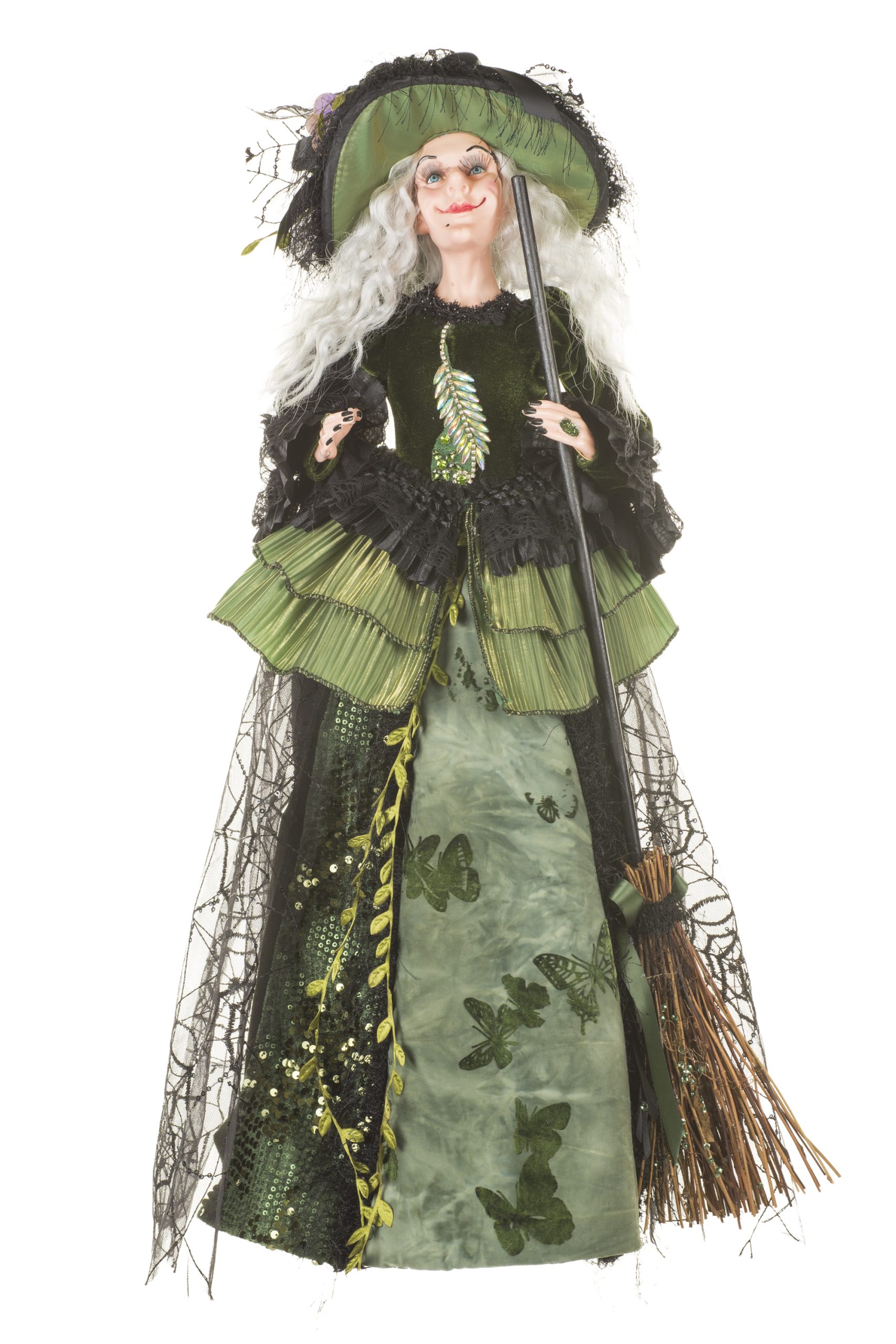 Green Witch With Broom