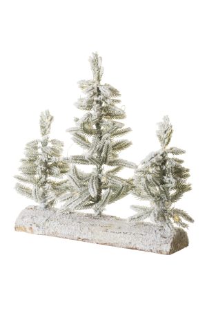 Table-top Green Noble Firs LED Accent Trees With Wood Base