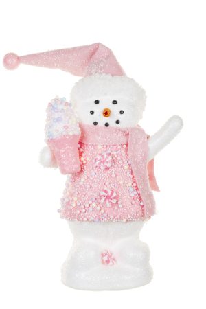 Baby Pink Whimsical Snowman With Gumball Ice Cream