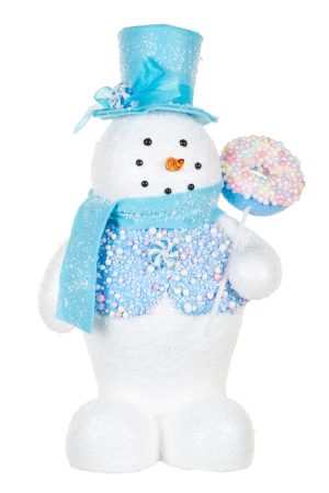 White Dapper Snowman With Donut Staff