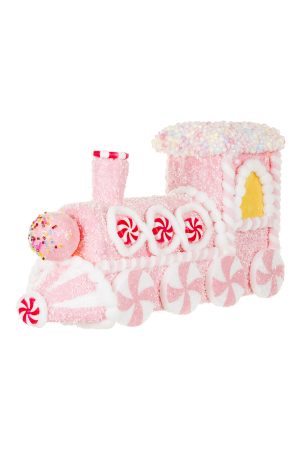 Pink Candy Train Accent With Peppermint Wheels