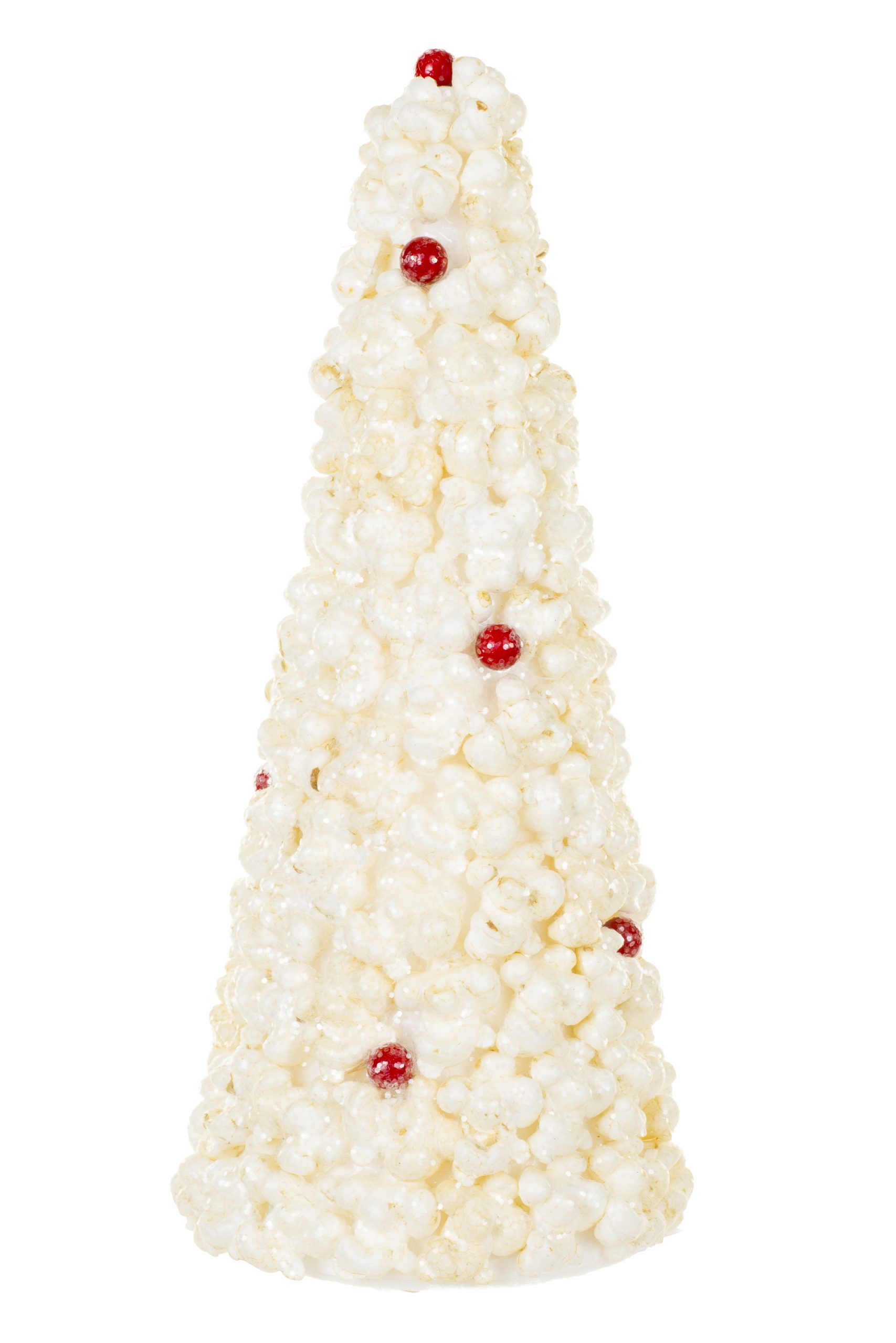 Small White Popcorn Tree Accent With Red Berries - Image 2