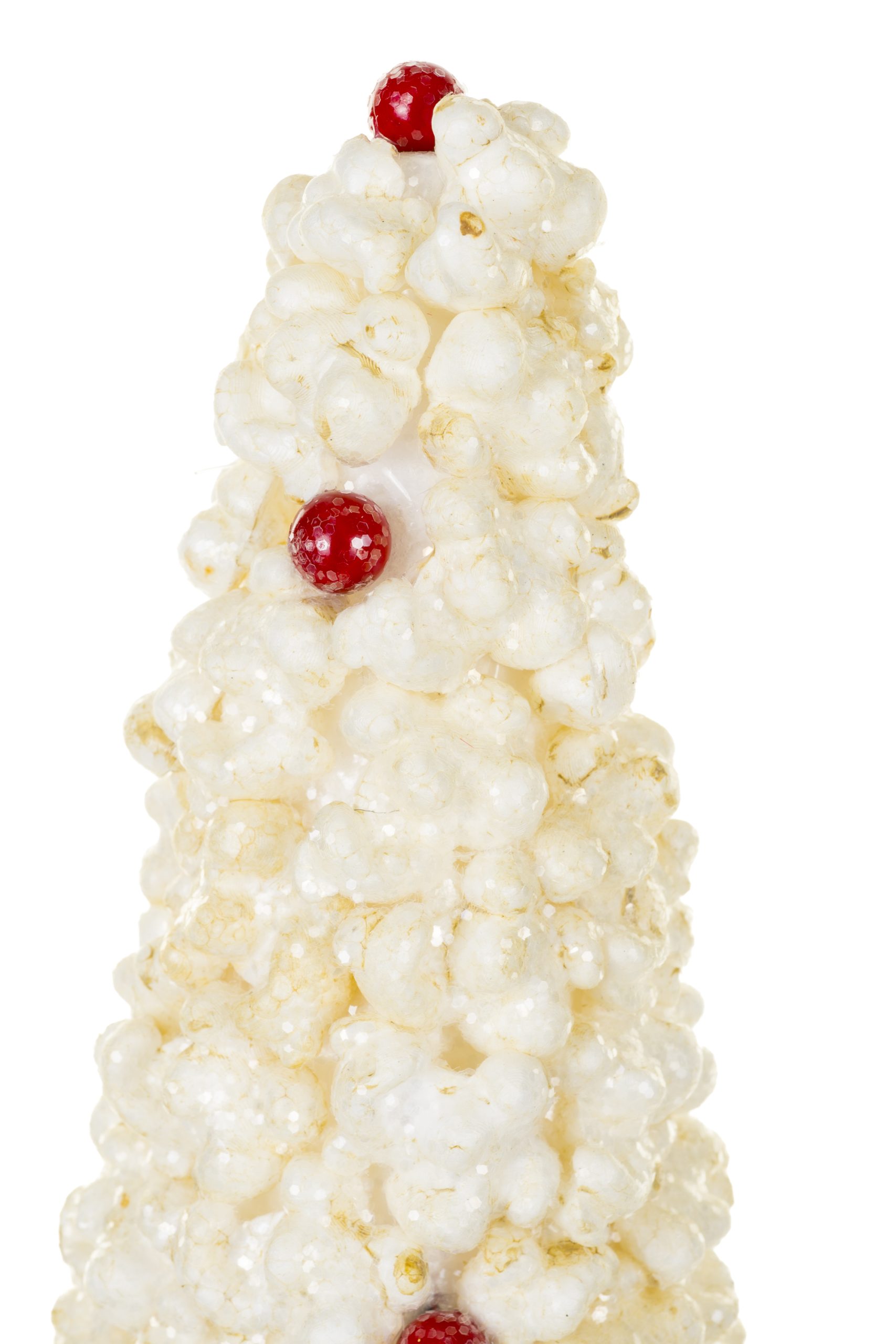 Small White Popcorn Tree Accent With Red Berries - Image 3