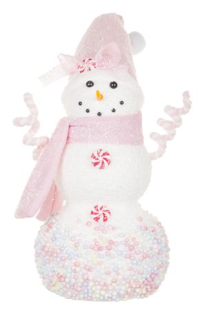 Pink Candied Snowman With Twirly Arms