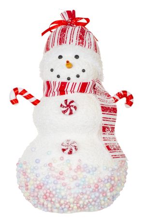 Red Candied Snowman With Candycane Arms