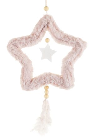 Pink Fuzzy Open Star Ornament