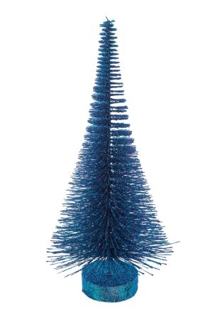 Royal Blue Glittered Pine Needle Decorative Tree