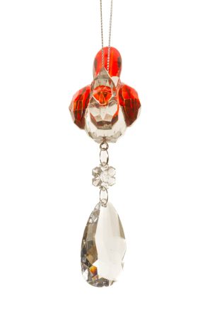 Assorted Red Glacing Cardinal Ornament With Crystal Pendant