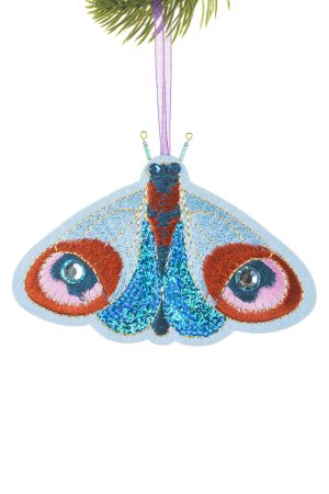 Enchanted Blue Moth Ornament With Eyespots