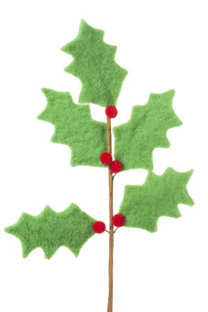 Green Holly Tree Pick With Berries