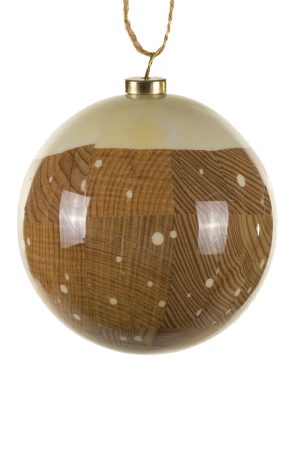 Umber Wood-Patterned Ball Ornament